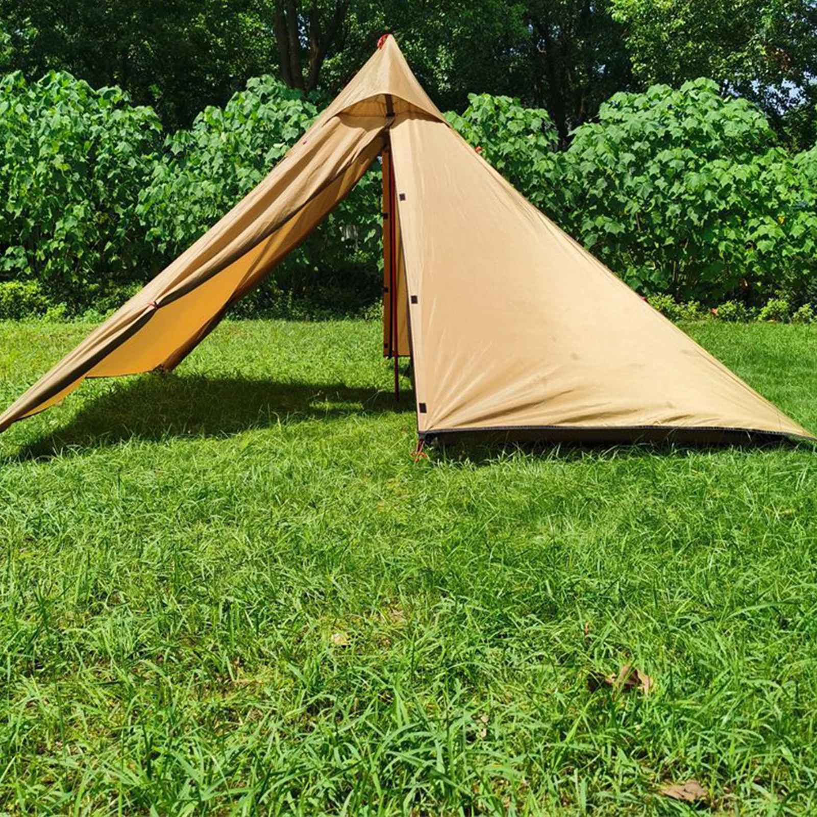 Cheap Goat Tents Ultralight Outdoor Camping Teepee 3 4 Person Pyramid Tent Shelter Awning With Snow Skirt With Chimney Hole Backpacking Tents   